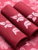 Napkin in pure cotton, burgundy color, embroidered with silver leaves, made in France