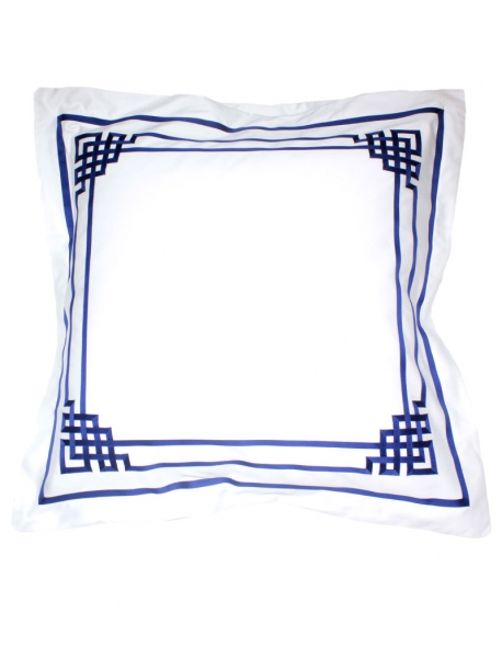 Square pillowcase BLUE NIGHT N°19 embroidered with blue ribbons
