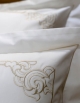 white pillow case with golden embroidery Art Nouveau