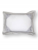 Rectangular pillow case in white satin of cotton embroidered with silver grey yarn