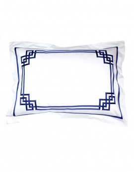 Rectangular pillowcase BLUE NIGHT N°19 with blue ribbon embroidery
