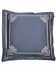 Square pillowcase AIGUE MARINE N°24 embroidered with grey satin ribbon