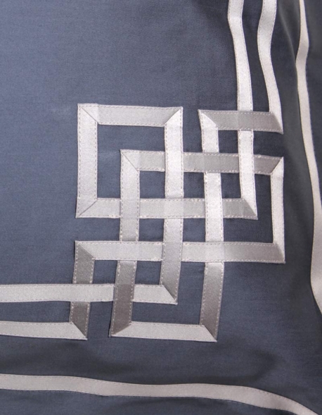 Rectangular pillowcase AQUAMARINE N°24 embroidered with grey ribbon