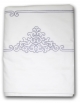 Top sheet in white satin of cotton, shiny silver grey embroidery, made in France